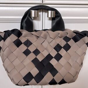 NWOT Naghedi Woven Tan and Black Small Tote Bag